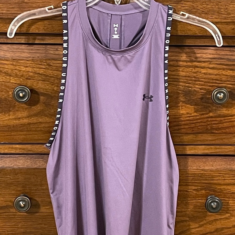 Under Armour Lavender Performance Tank with Branded Side Trim